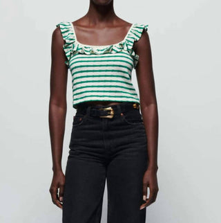 Nation Ltd - Rosa Stripe Ruffle Tank Top