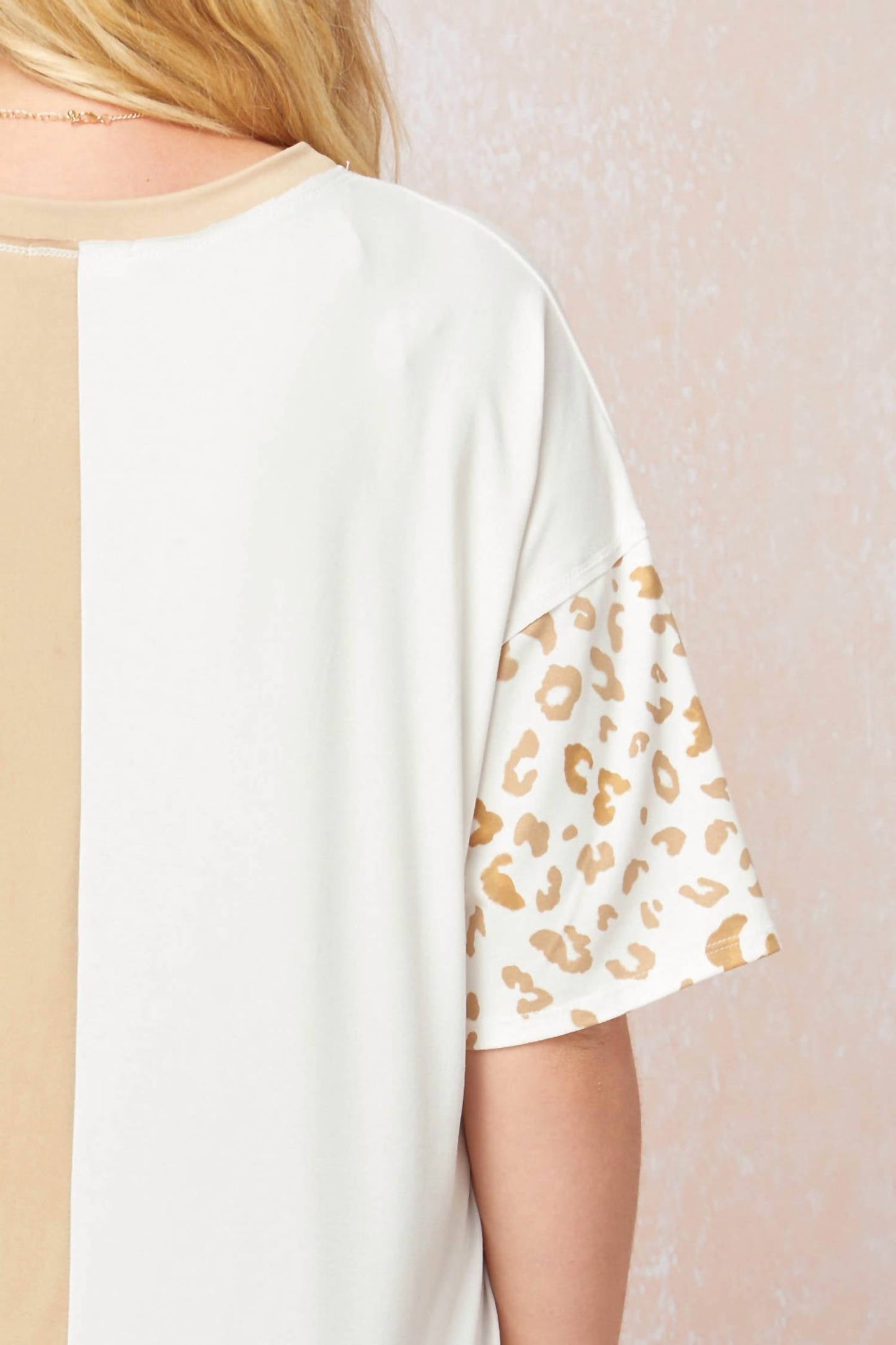Entro - Color Block Leopard Top