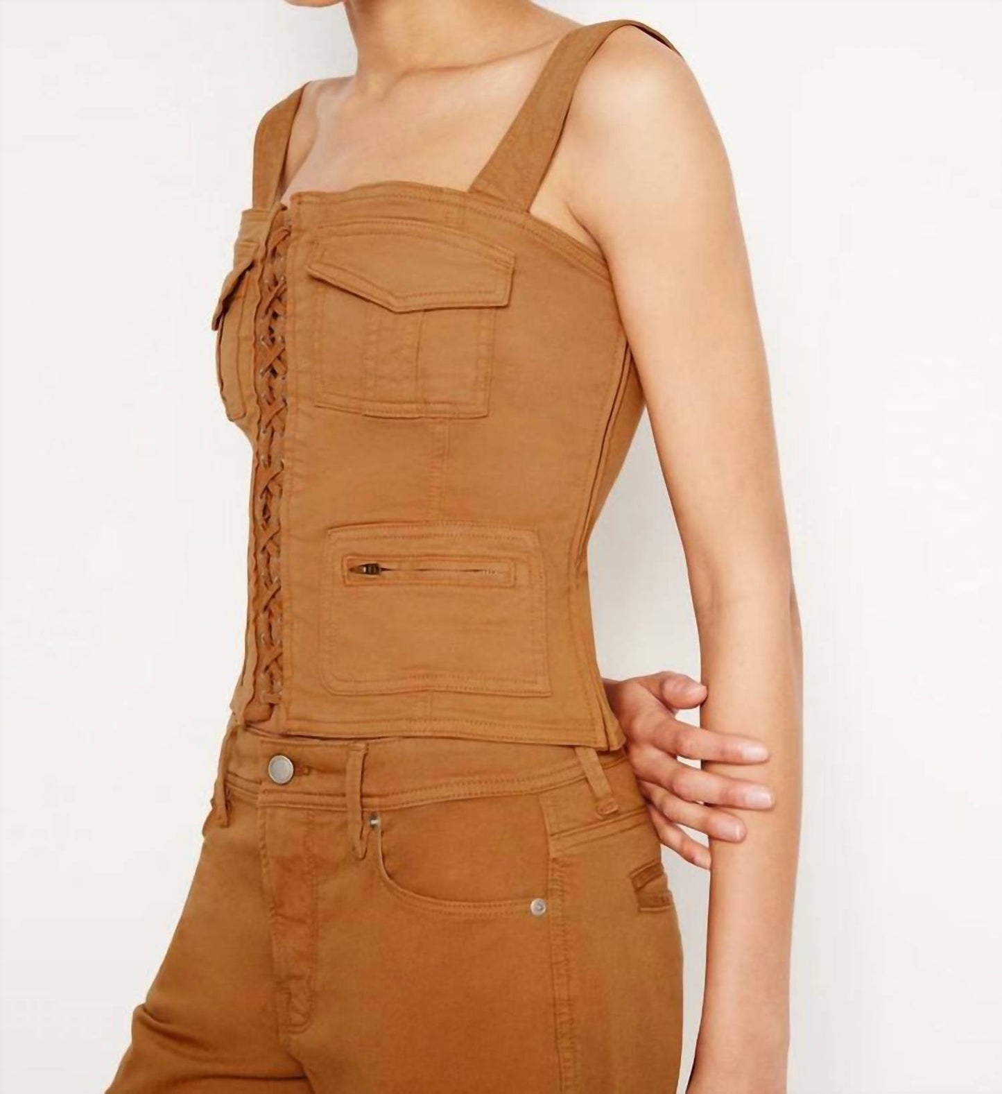 Good American - Twill Lace Up Tank