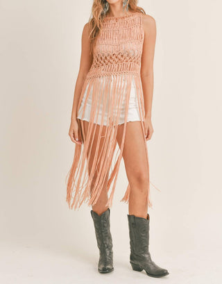 Mable - Fringed Knit Cover Up Top
