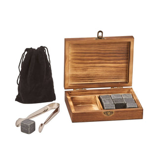 Creative Gifts International - Conjunto de pedras para uísque em caixa de madeira
