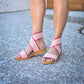 Charleston Shoe Co. - Benjamin Low Wedge Pink Rustic Sandal