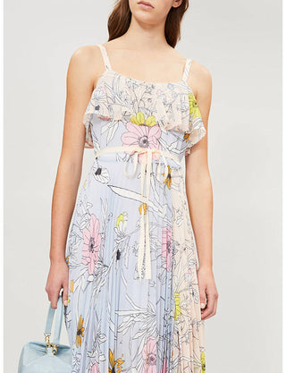 Topshop - Vestido midi plissado com estampa floral