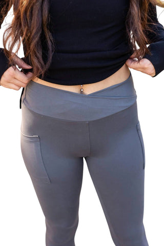 Julia Rose - Caitlin Crossover Full Length Leggings with Pockets