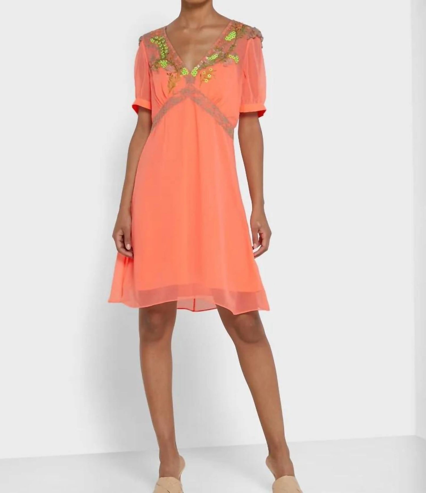 French Connection - Embroidered Chiffon Dress