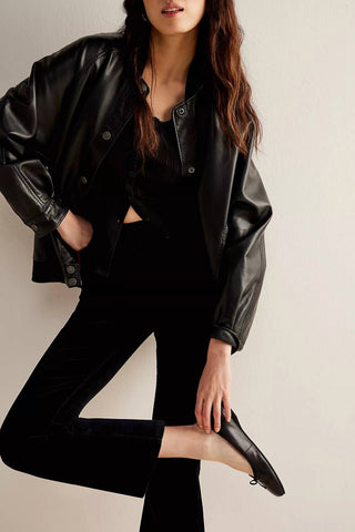 Free People - Calça flare slim cropped de veludo In My Feelings