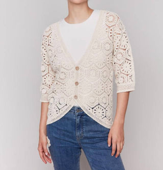 Charlie B - Cardigan com decote em V e manga 3/4