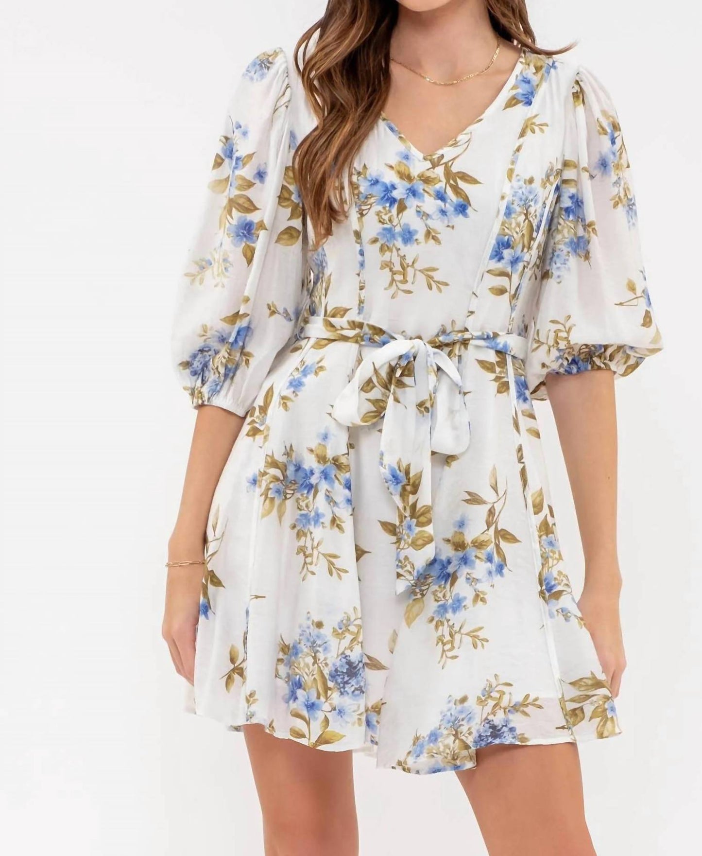 By The River - Floral Peasant Mini Dress