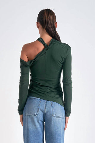 Elan - Blusa de manga comprida com ombro caído