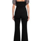 Aidan Mattox - Embellished Mesh Bodice Crepe Jumpsuit