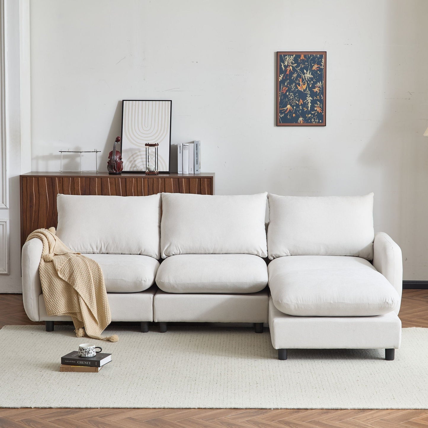 Oversize Modular Sectional Sofa With Ottoman For Living Room