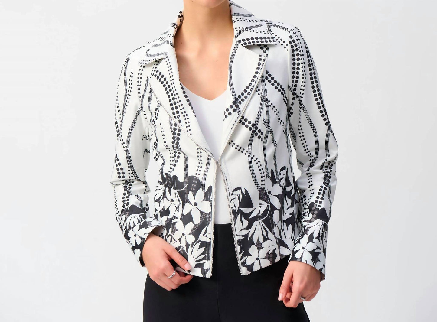 Joseph Ribkoff - Faux Suede Floral Print Jacket