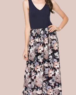 Doe And Rae - Floral Print Jersey Maxi Dress