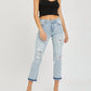 Risen - Midrise Sequin Patch Tapered Jeans