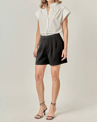 English Factory - Tally Scallop Trim Short Sleeve Shirt