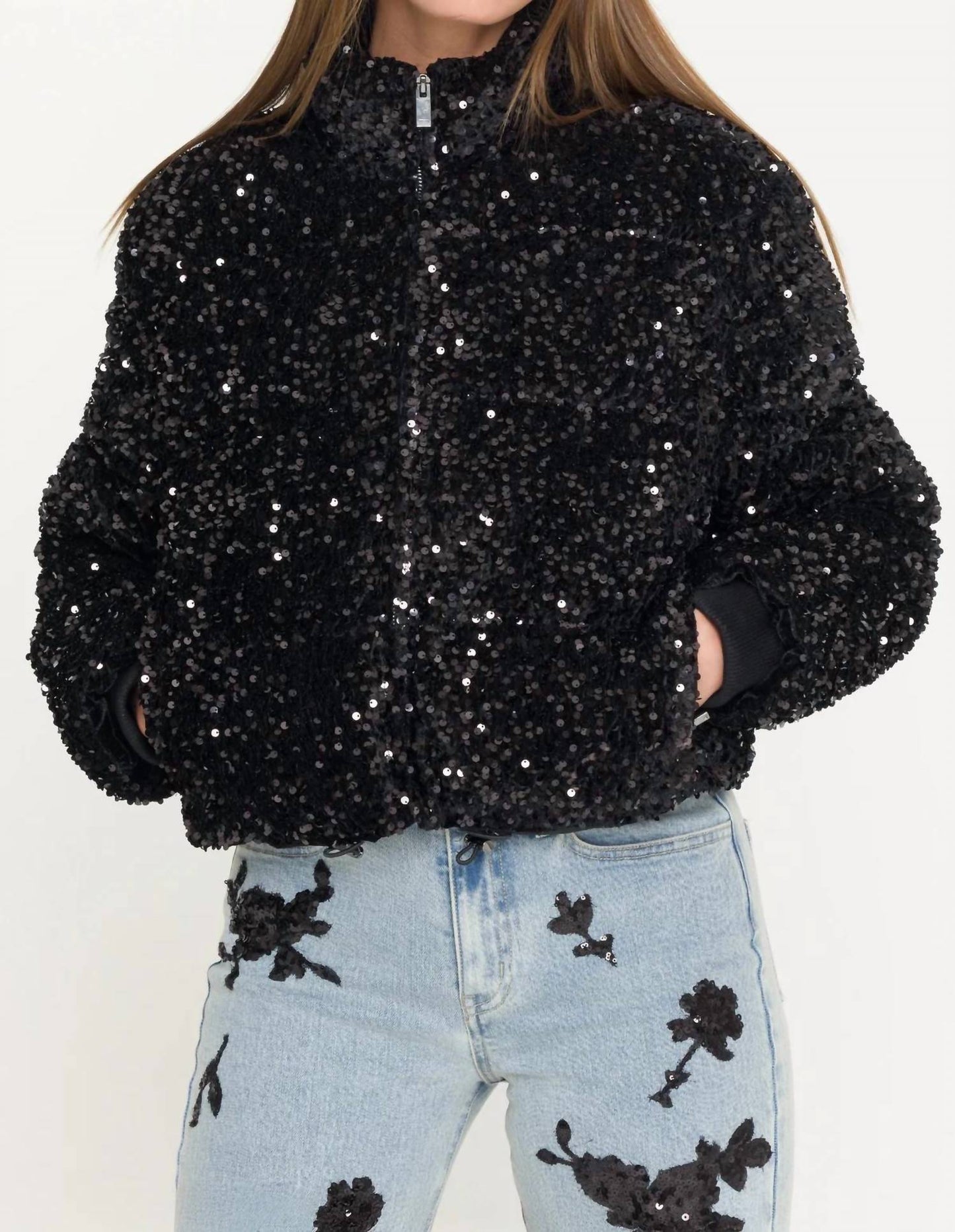 Generation Love - RHODA VELVET SEQUIN PUFFER JACKET