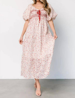 Baevely By Wellmade - Vestido longo com mangas bufantes e estampa floral Molly