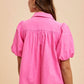 Anniewear - Honeycomb Smocked Babydoll Blouse