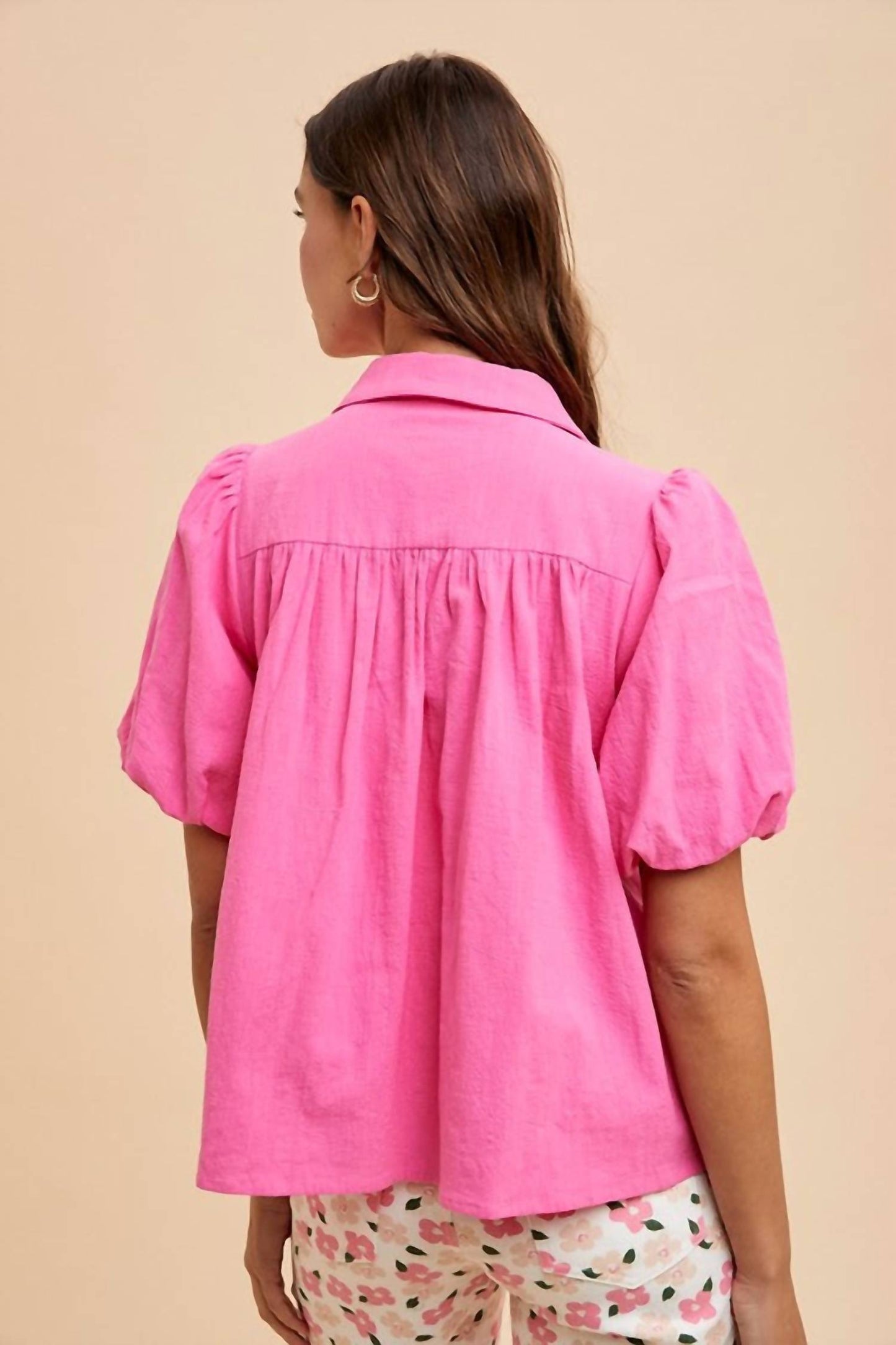 Anniewear - Honeycomb Smocked Babydoll Blouse