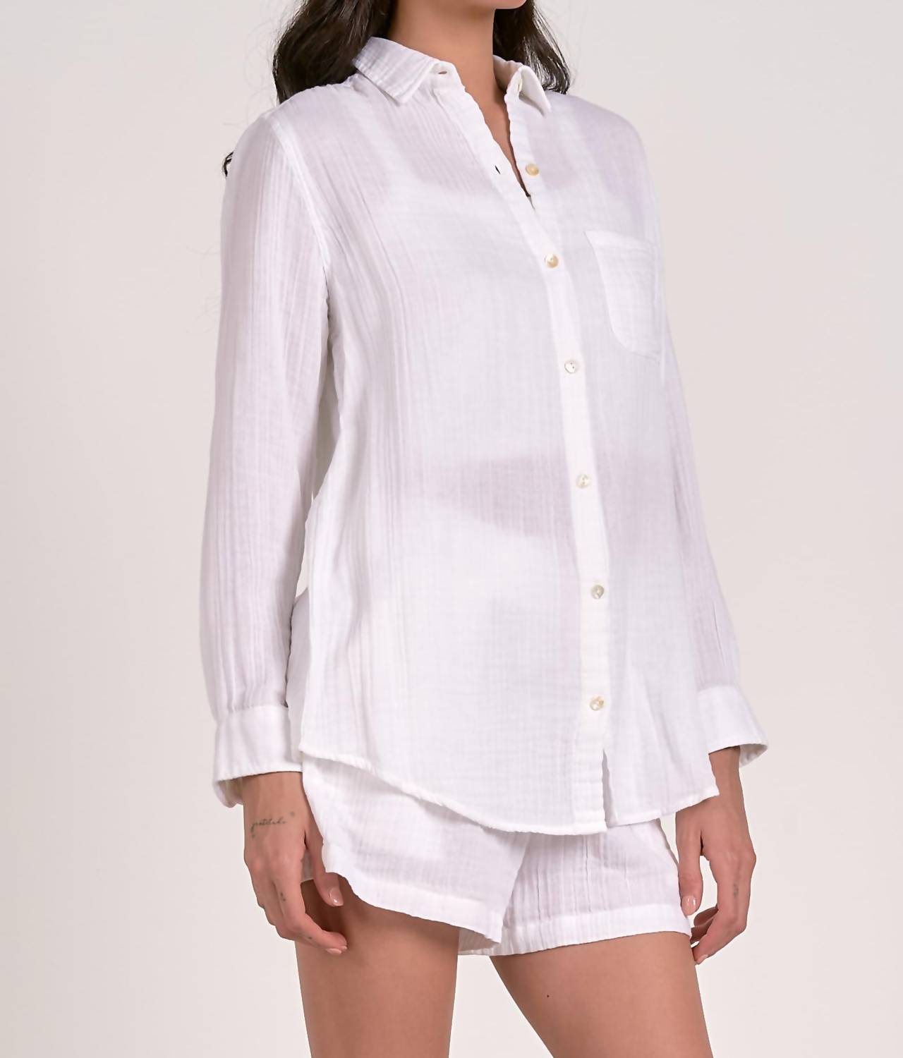 Elan - longsleeve gauze buttondown shirt