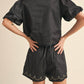 &Merci - Floral Lace Trim Top And Shorts Set
