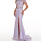 Rachel Allan - Beaded Lace Two-piece Prom Gown With High Slit