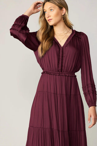 Current Air - Split Neck Tiered Midi Dress