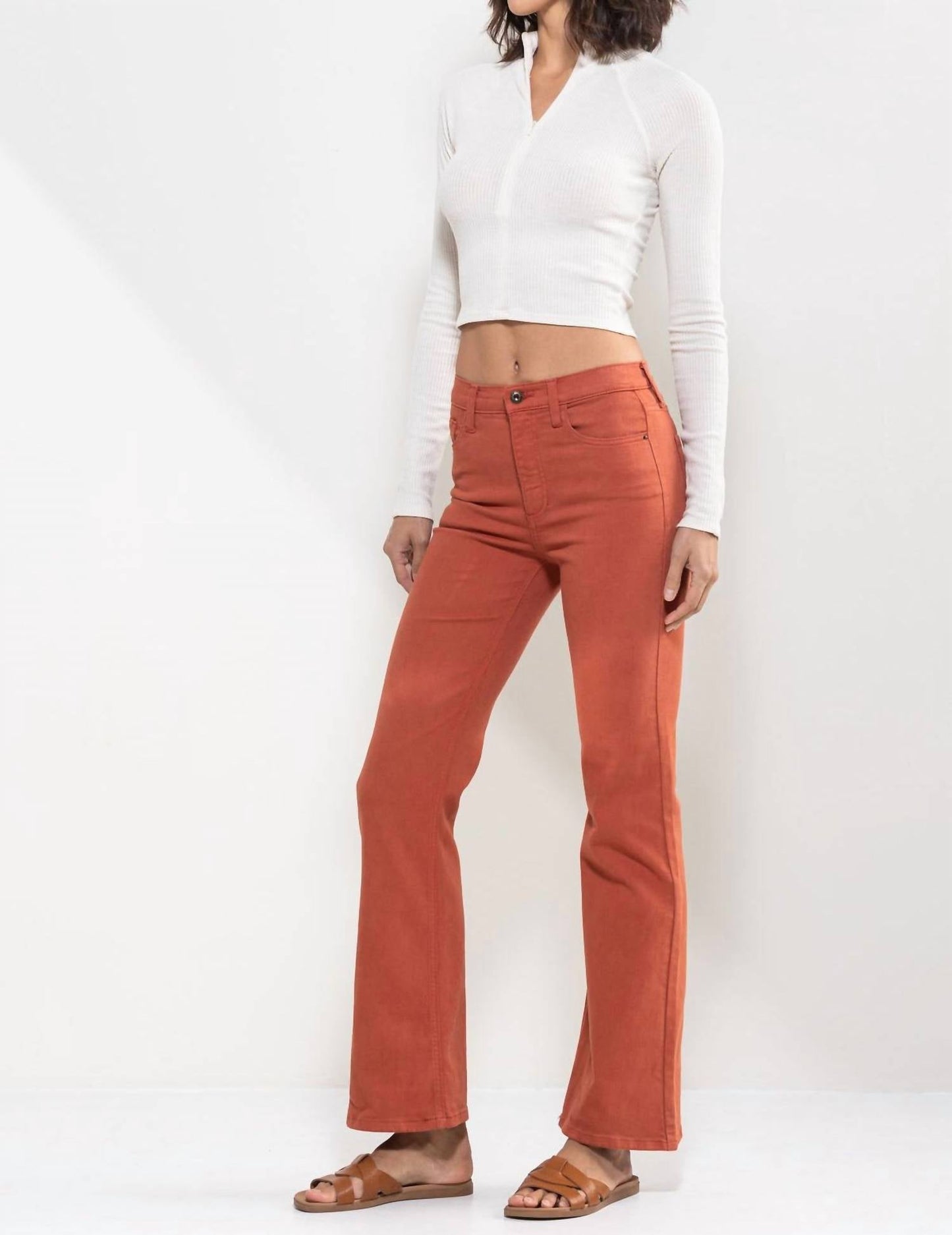 Sneak Peek - HIGH RISE SOLID SLIM BOOTCUT JEANS
