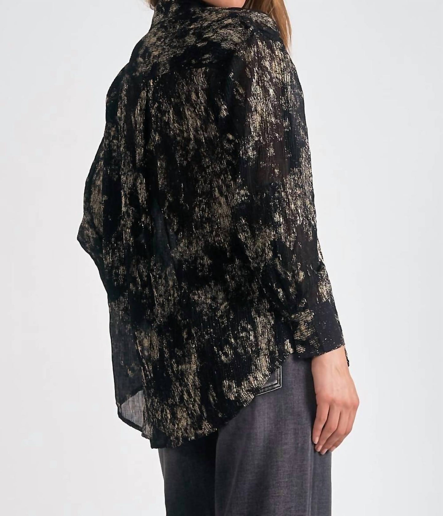 Elan - Pleated Long Sleeve Blouse