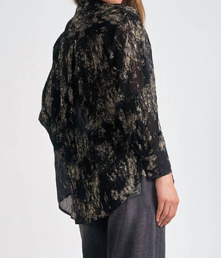 Elan - Blusa plissada de manga comprida