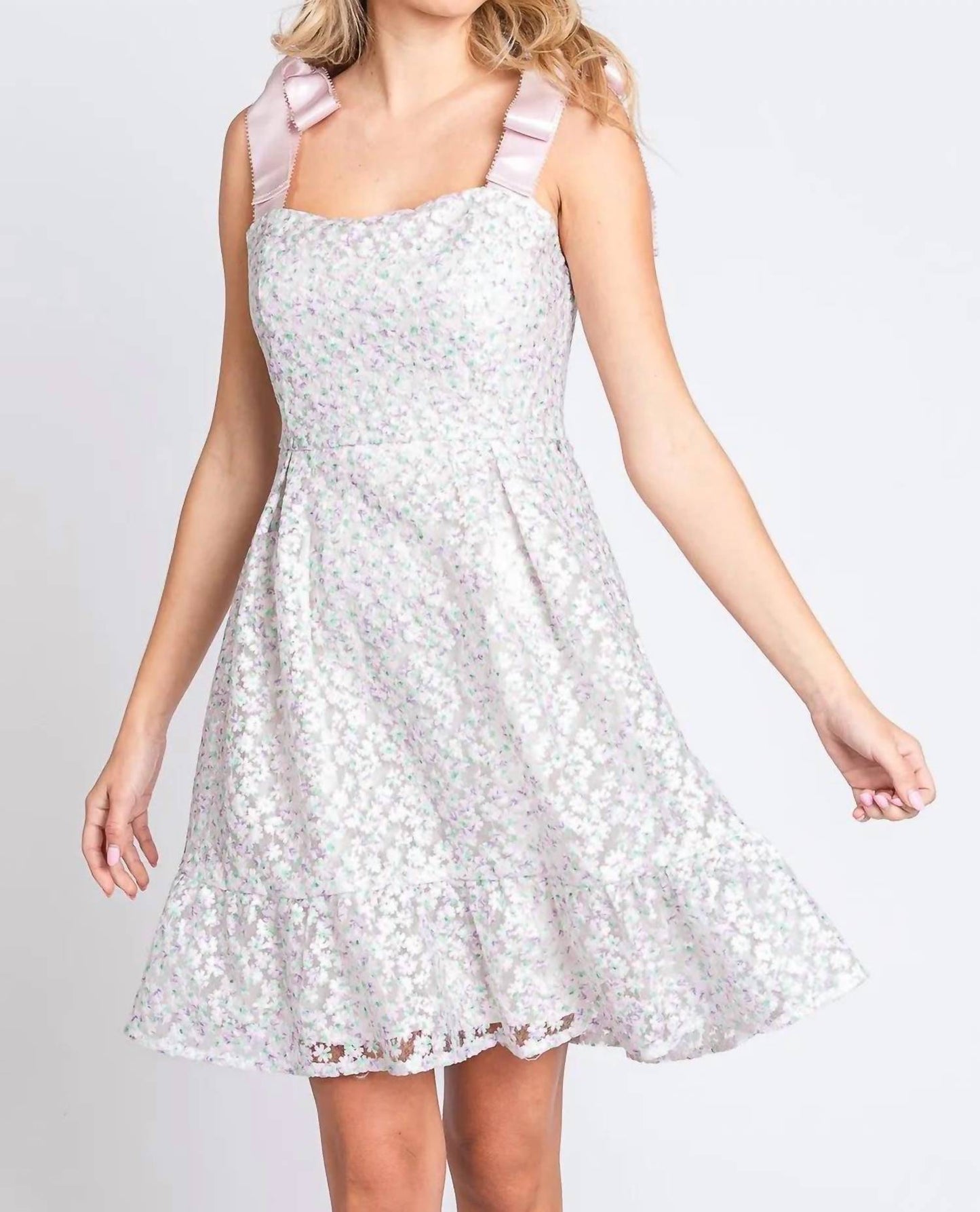Trendsi - GeeGee Mesh Floral Embroidered Sleeveless Dress