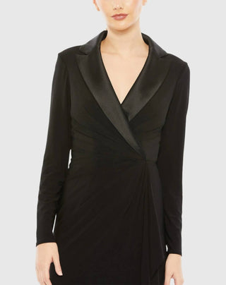 Ieena For Mac Duggal - Long Sleeve Tuxedo Gown