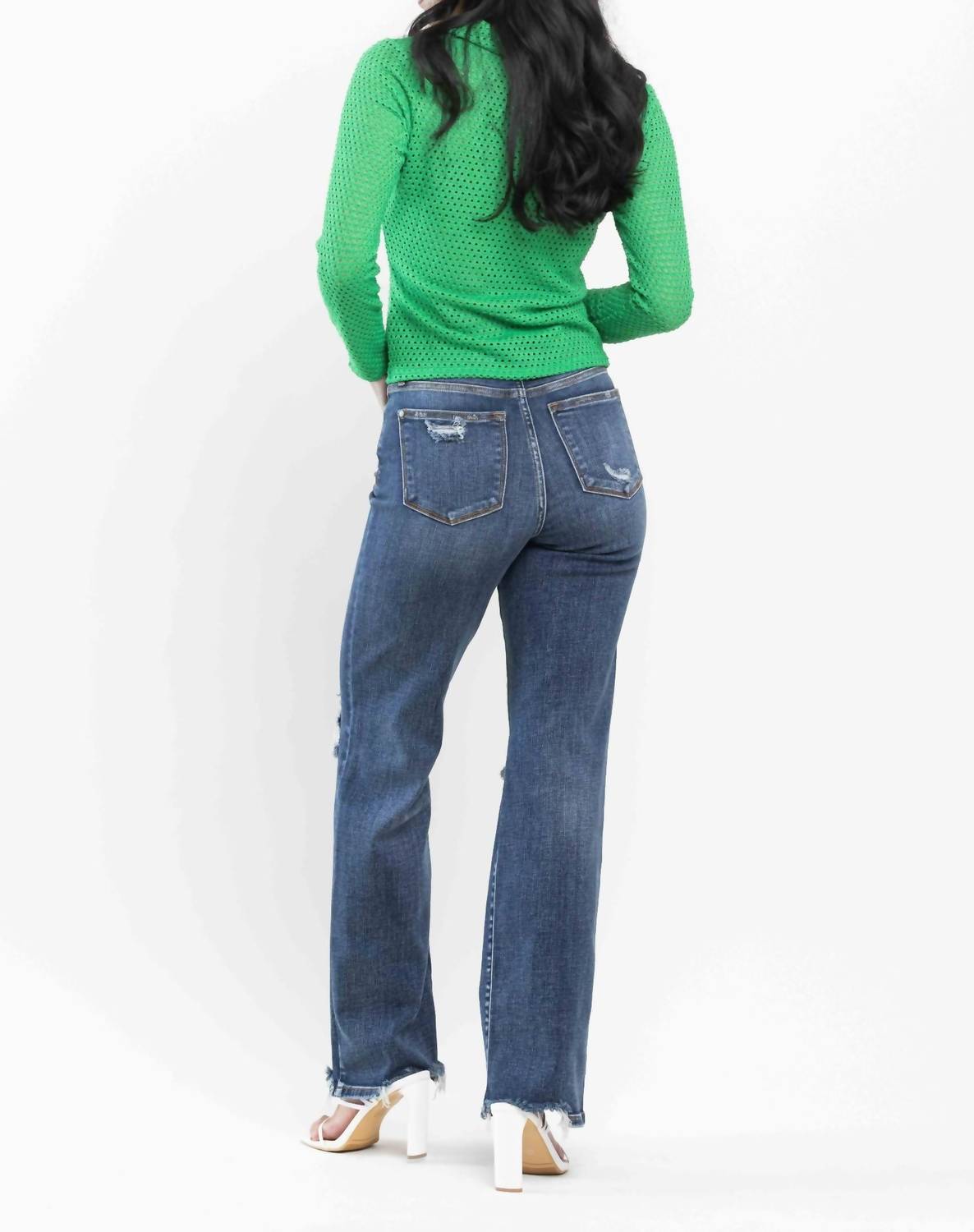 Judy Blue - High Waist 90s Knee Destroy Straight Jeans