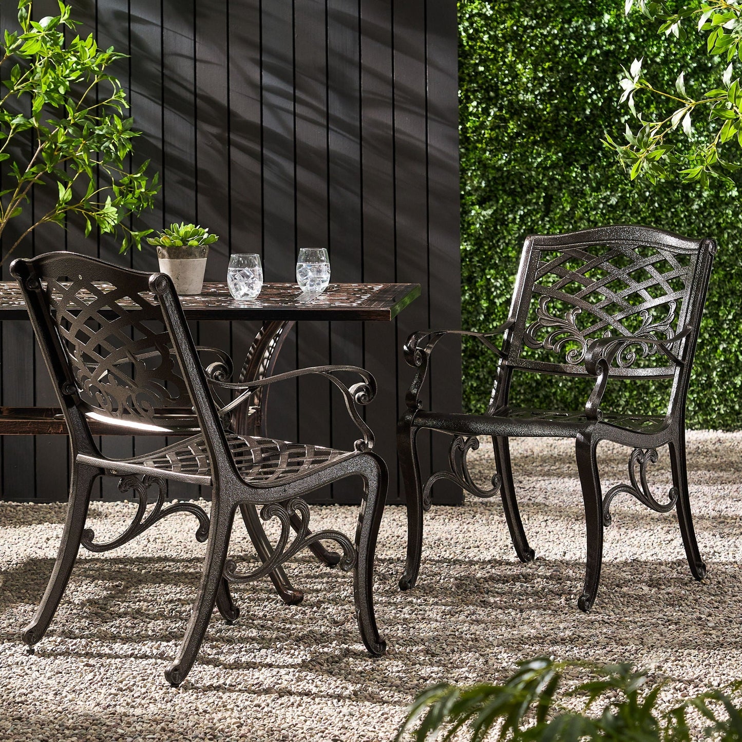 Luminea Outdoor Aluminum Dining Chair with Scroll Design