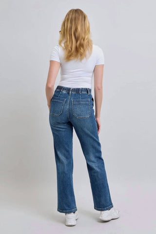 Judy Blue - High Waist Drawstring Wide Leg Jeans