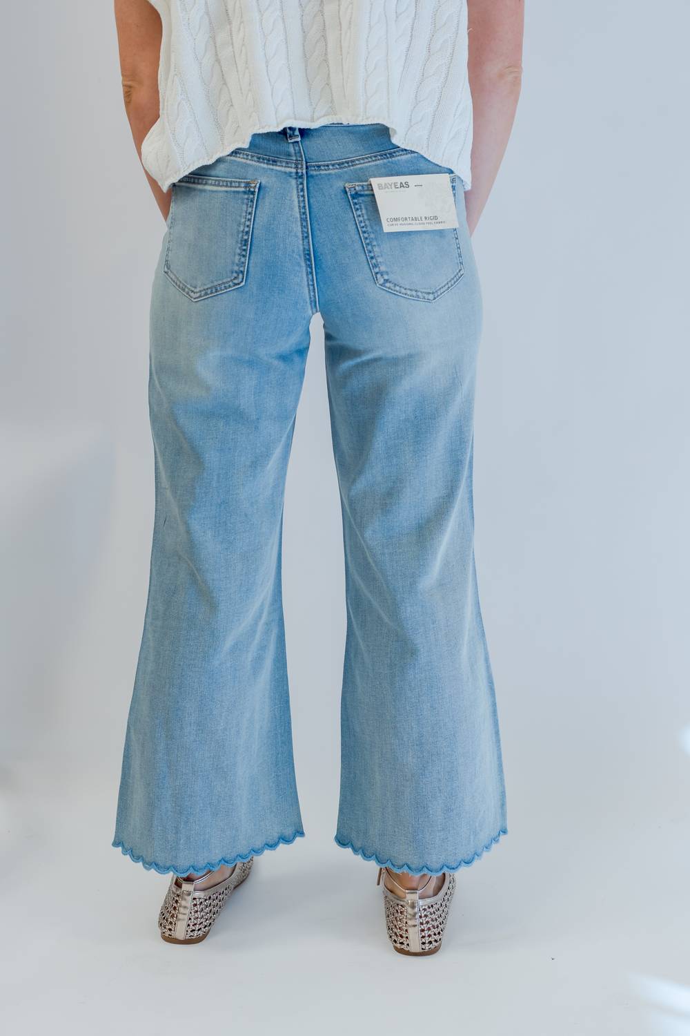 Bayeas - High Rise Wide Leg Jeans With Embroidery & Embelishment