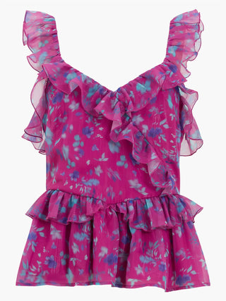French Connection - Blusa de alças largas com babados de lurex ADEN BAI
