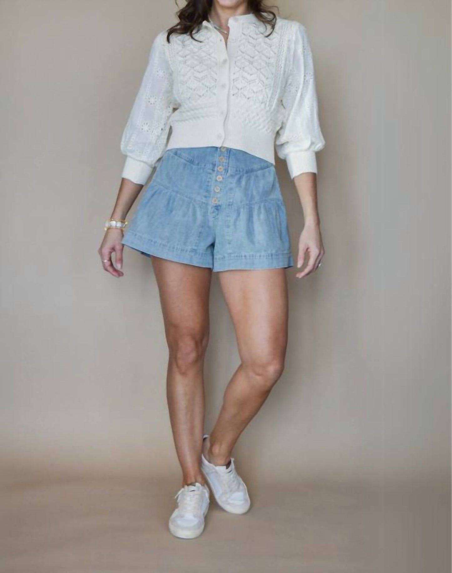 Tcec - Ruffled Breeze Denim Shorts