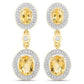 18K Yellow Gold Plated 5.70 Carat Genuine Citrine and White Topaz .925 Sterling Silver Earrings