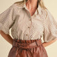 &Merci - Bubble Sleeves Striped Blouse