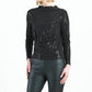 Clara Sunwoo - Shimmer Embellished High Boat Neck Side Draped Top