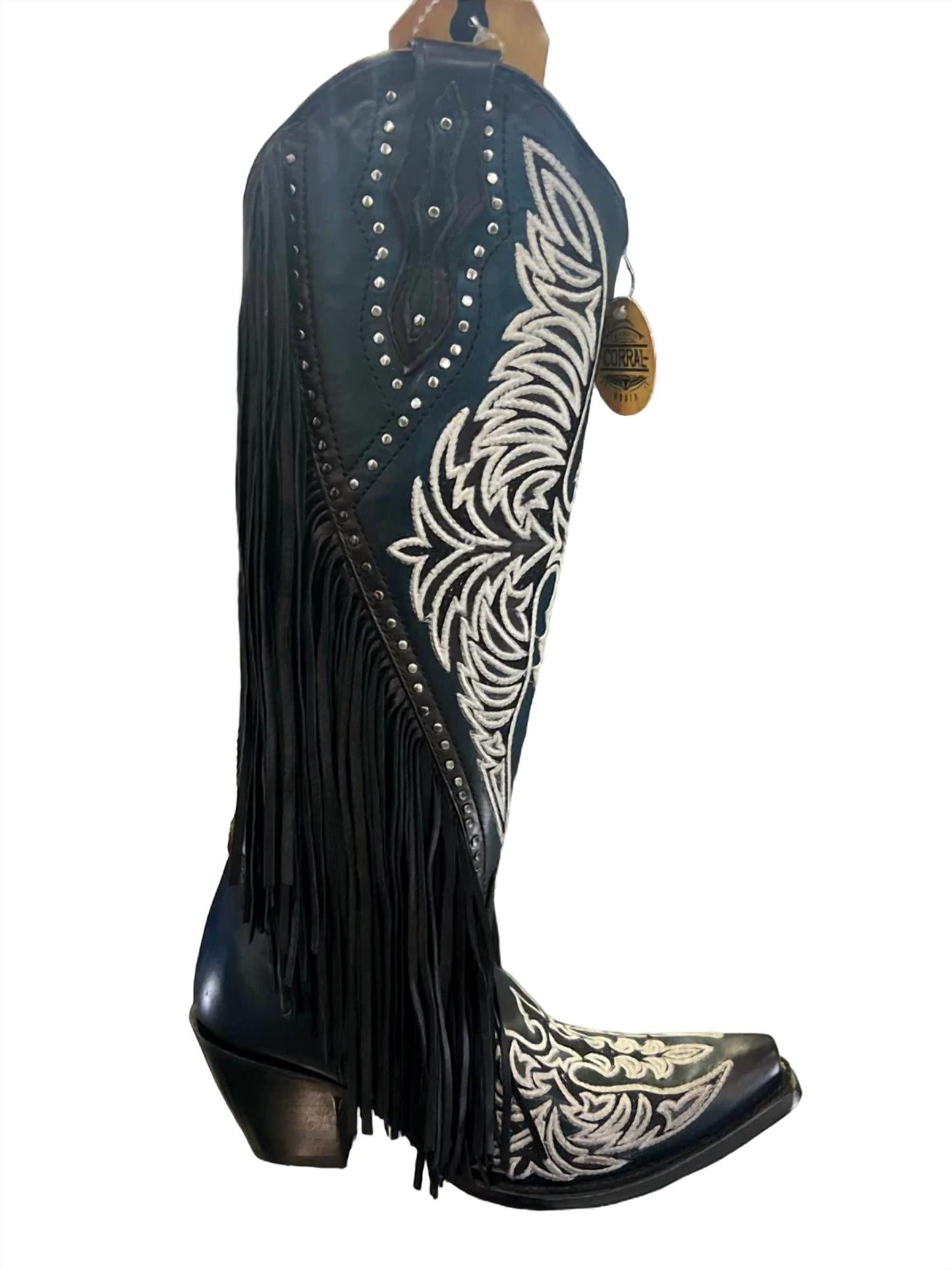 Corral - Women's Eagle Embroidery Studs Fringes Western Boot