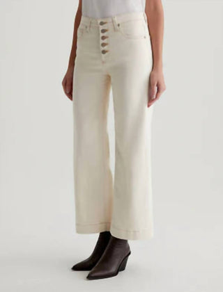 Ag Jeans - Saige Calça Jeans Curta de Cintura Alta e Perna Larga