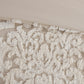 3 Piece Tufted Cotton Chenille Damask Comforter Set Taupe King/Cal King