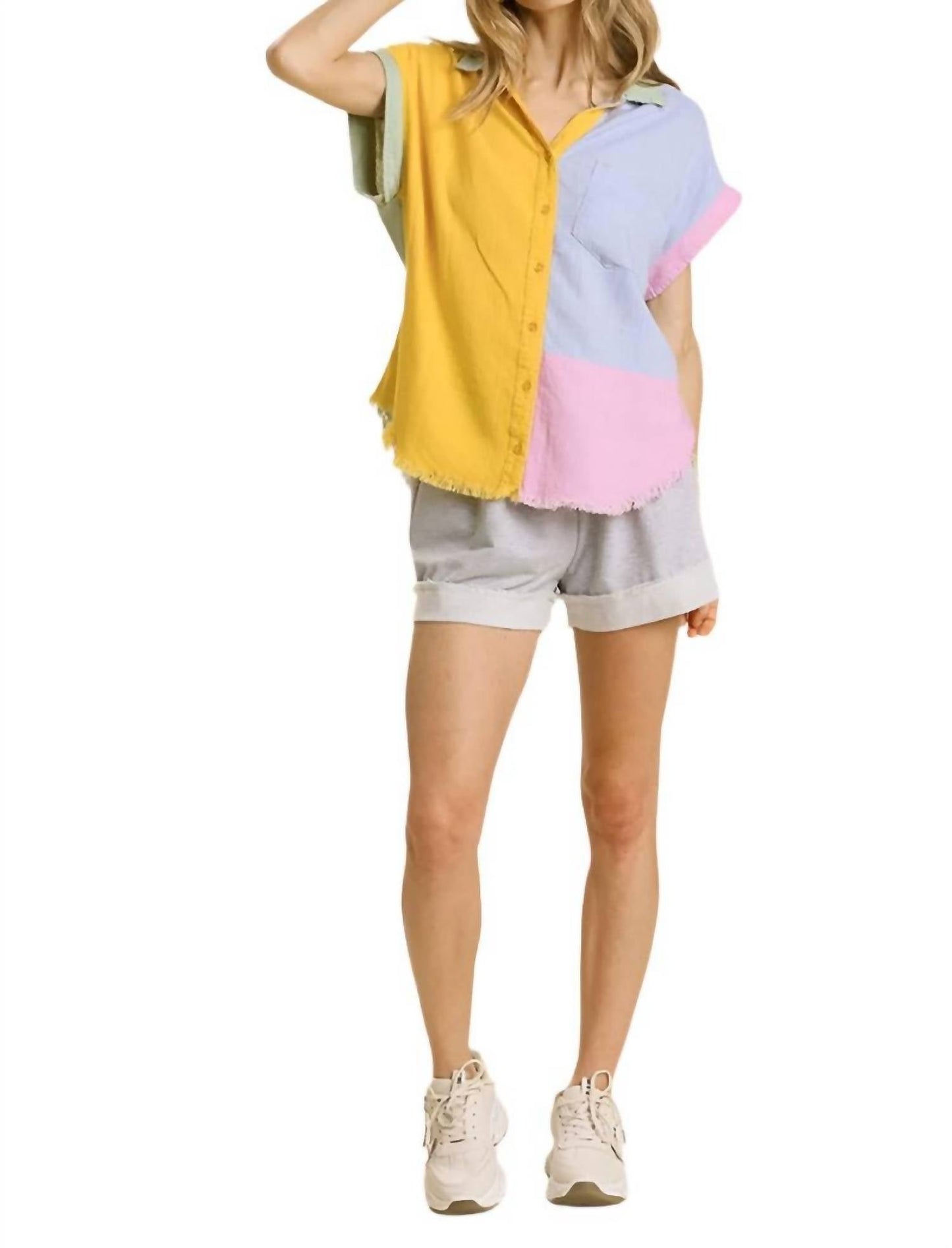 Umgee - Color Block Gauze Top