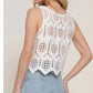 Active Basic - Sleeveless Round Neck Cotton Crochet Crop Tank Top