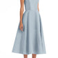 Alfred Sung Cap Sleeve Full Skirt Satin Midi Cocktail Dress in Mist, Size 10