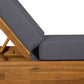 Acacia Wood Chaise Lounge with Cushion - Teak Finish
