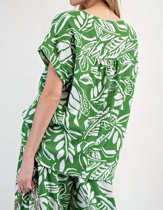 Easel - Tropical Popcorn Knit Top - Plus