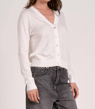 Elan - Cardigan com Borda Desgastada